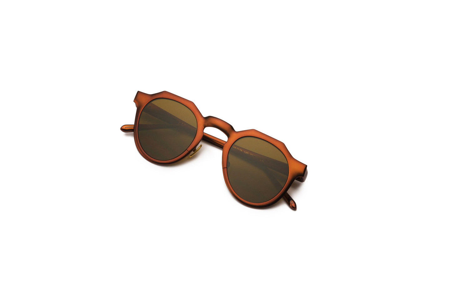 Bronze round frame sunglasses with brown lenses by Kopajos