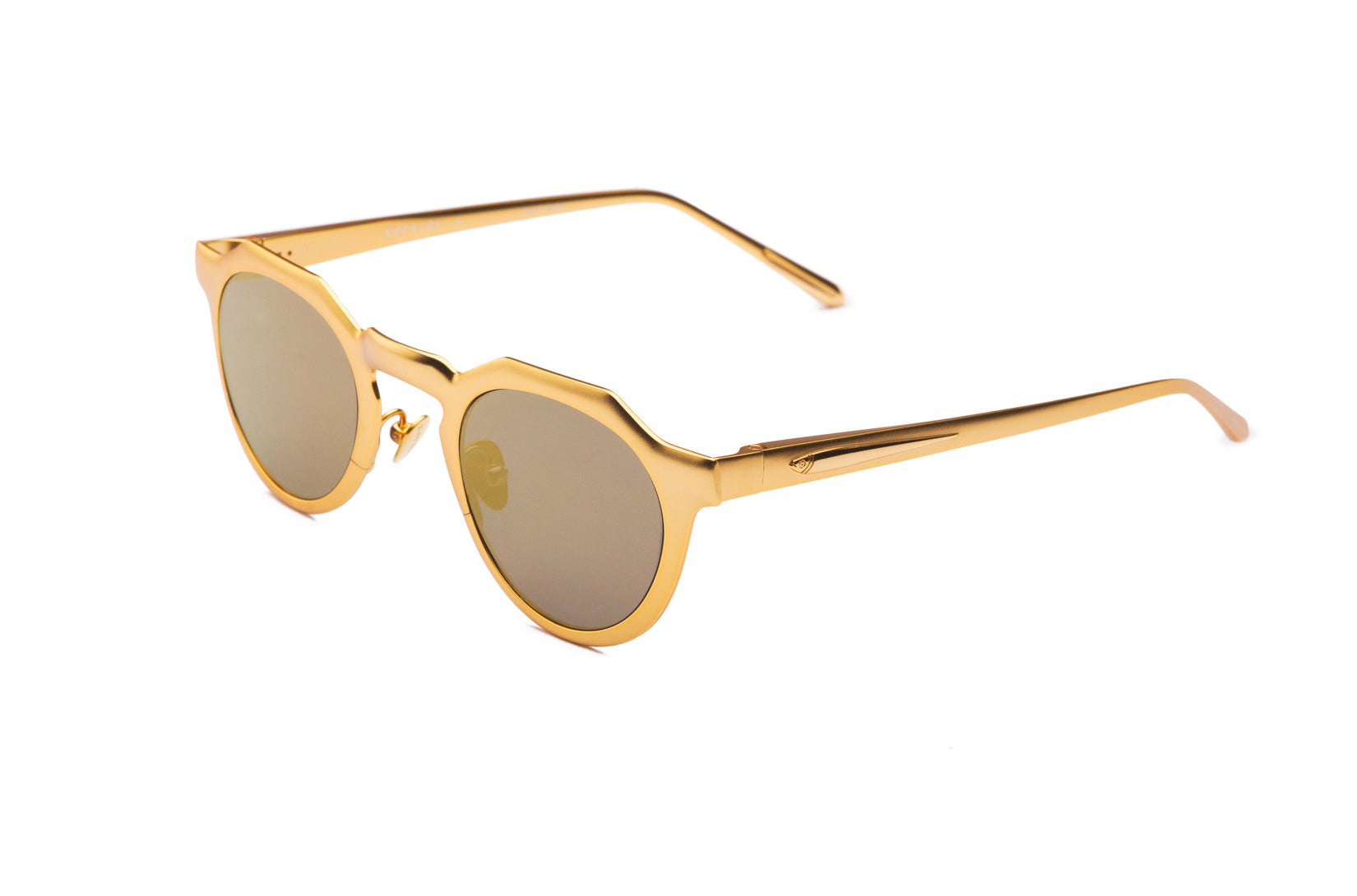 Gold round sunglasses for men with polarized lenses by Kopajos