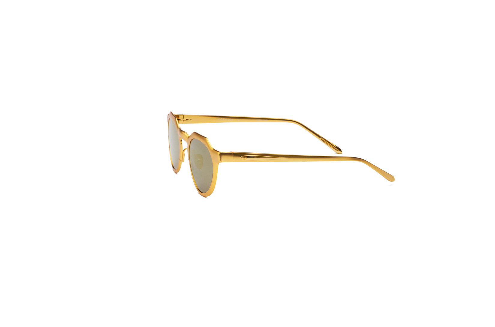 Gold round sunglasses for men and women with polarized lenses by Kopajos