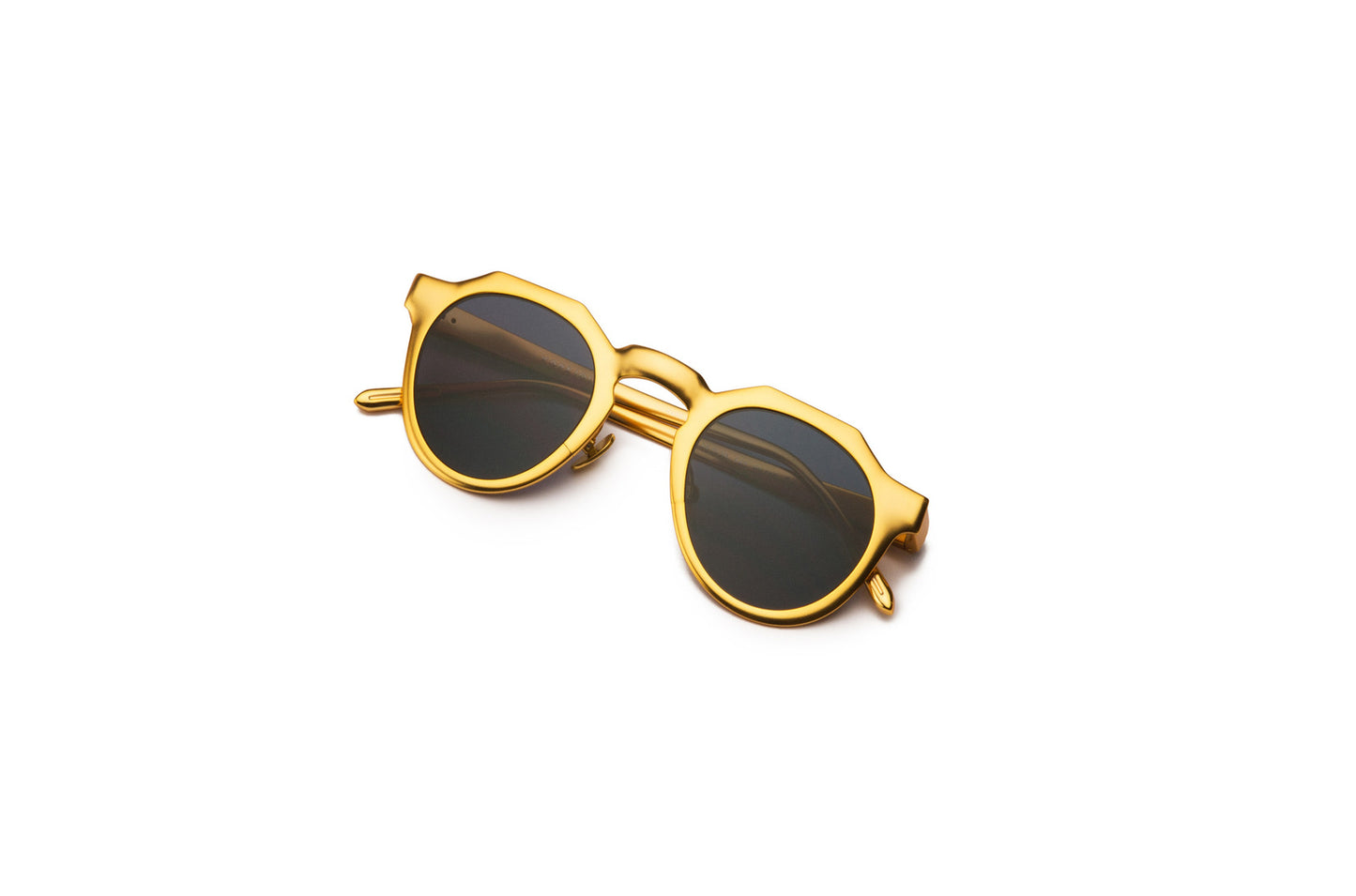 Gold round frame sunglasses with black lenses by Kopajos