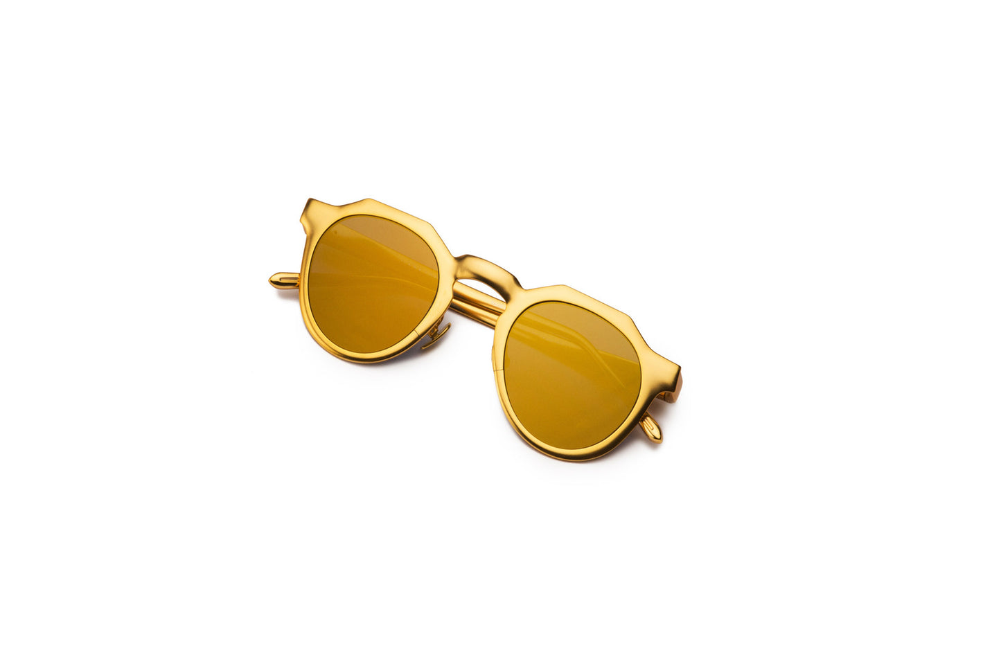 Gold round frame sunglasses with mirror lenses by Kopajos