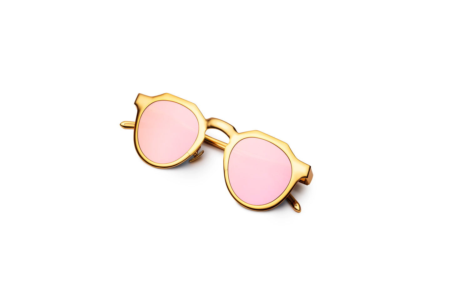 Gold round frame sunglasses for women with mirror lenses by Kopajos