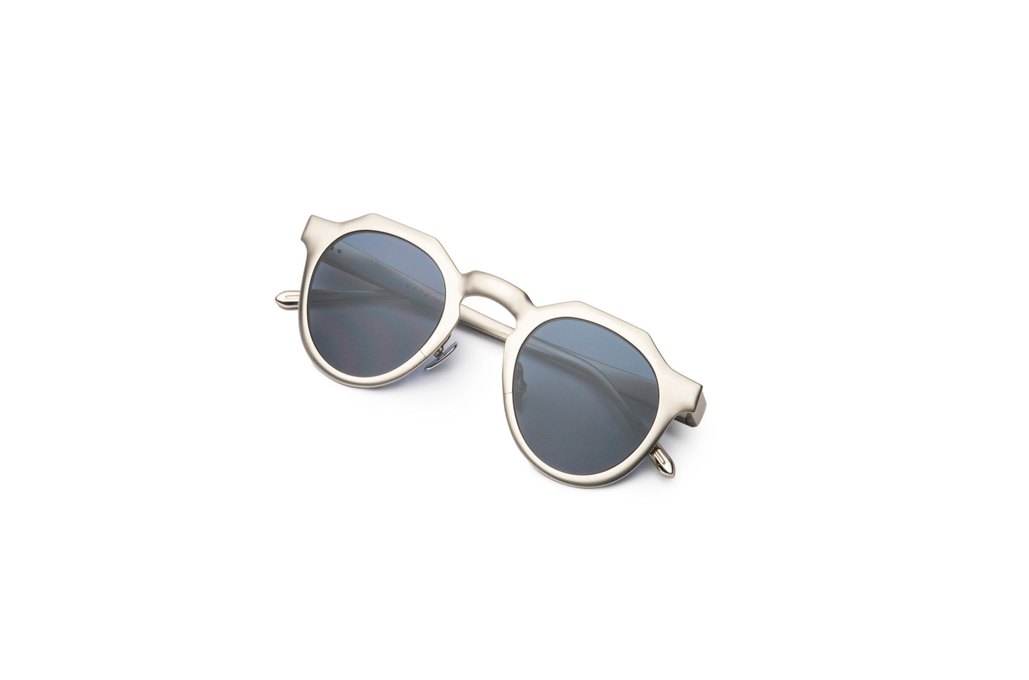 Silver round frame sunglasses with black lenses by Kopajos