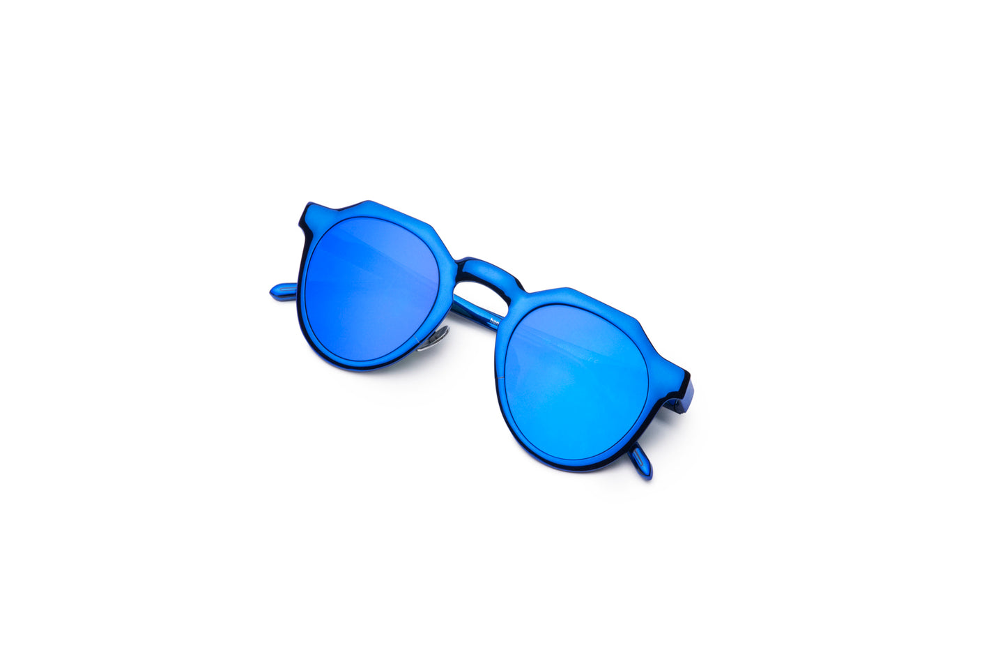 Blue round frame sunglasses with blue lenses by Kopajos