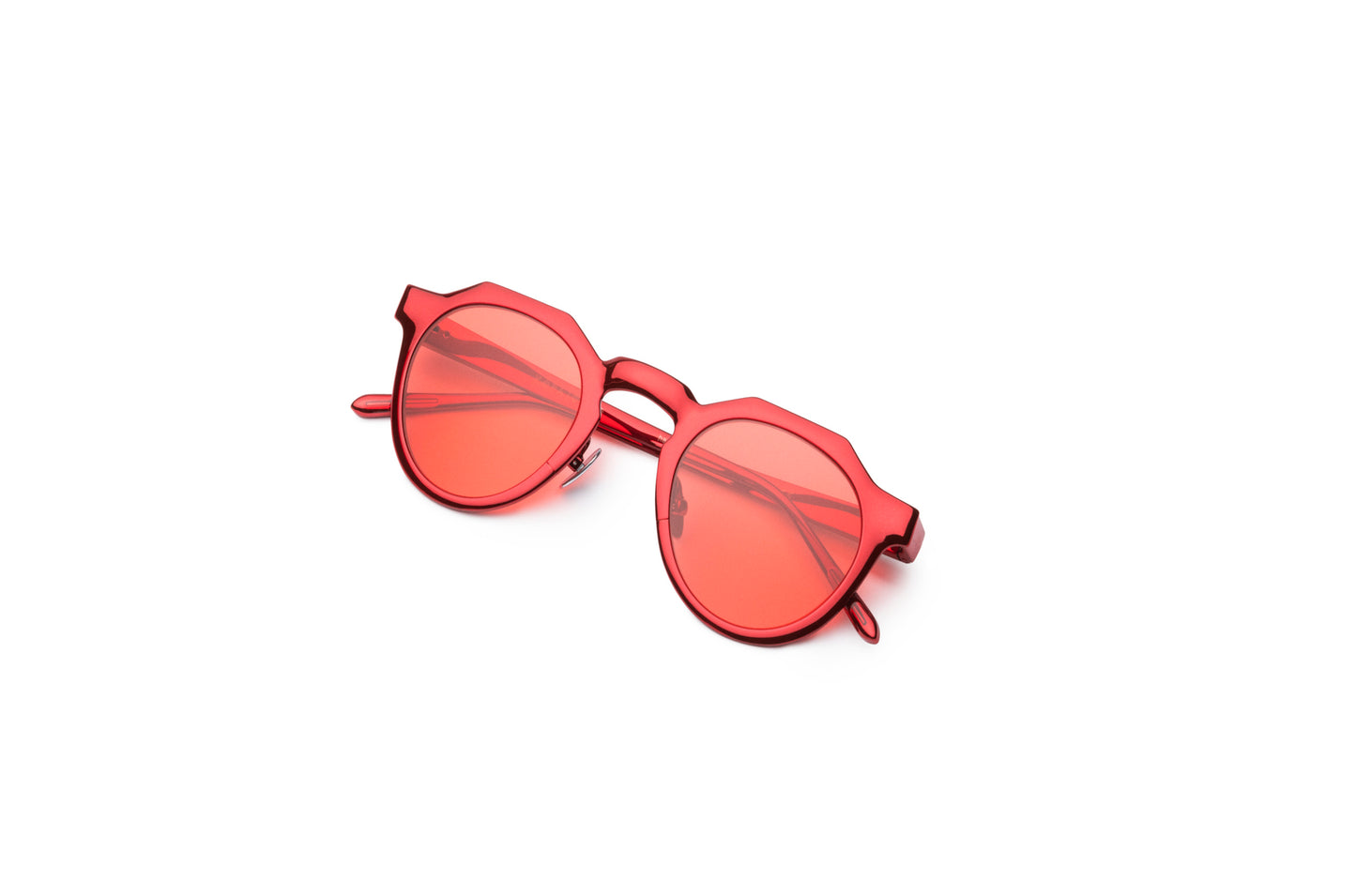 Red round frame sunglasses with polarized lenses by Kopajos