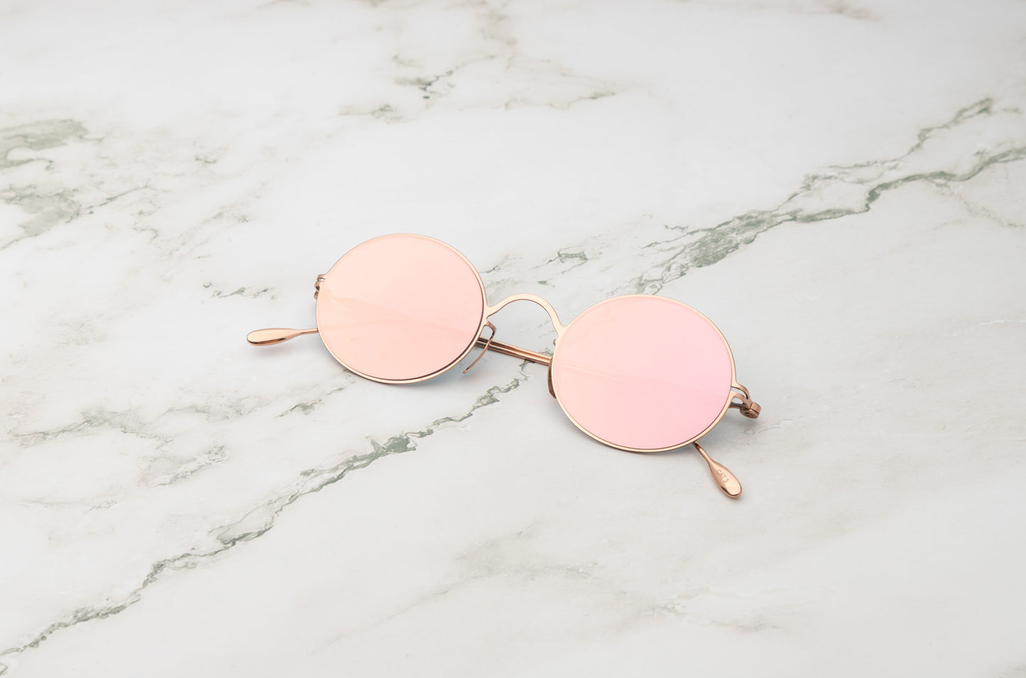 Rose gold round sunglasses for men and women with polarized mirror lenses by Kopajos