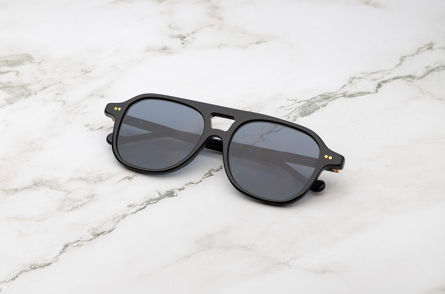 Black aviator sunglasses for men and women with black polarized lenses by Kopajos