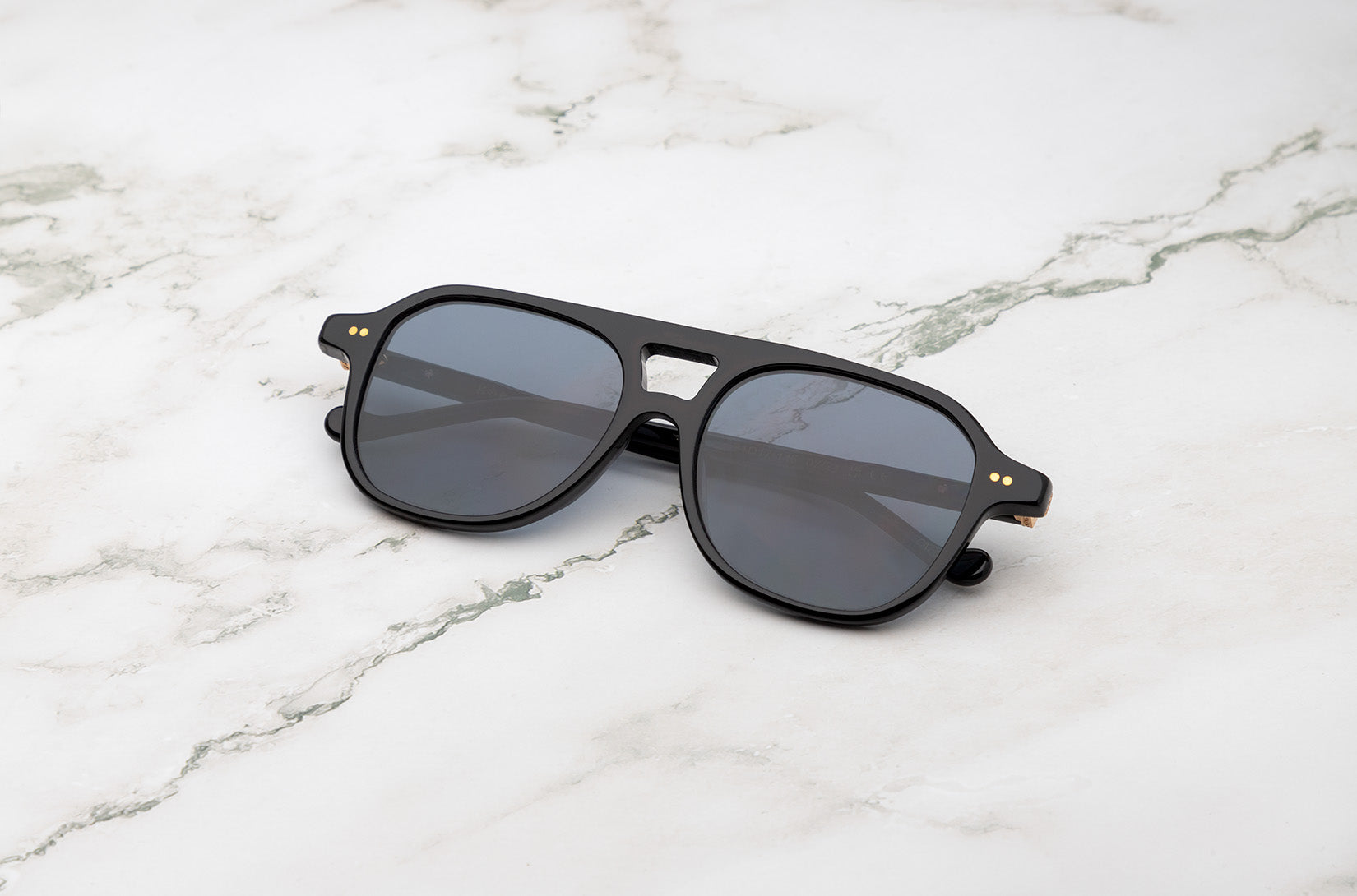 Black aviator sunglasses for men and women with black polarized lenses by Kopajos