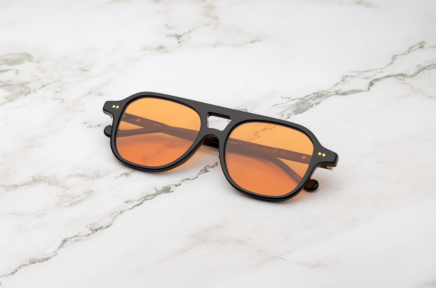 Black aviator sunglasses for men and women with orange polarized sunglasses by Kopajos