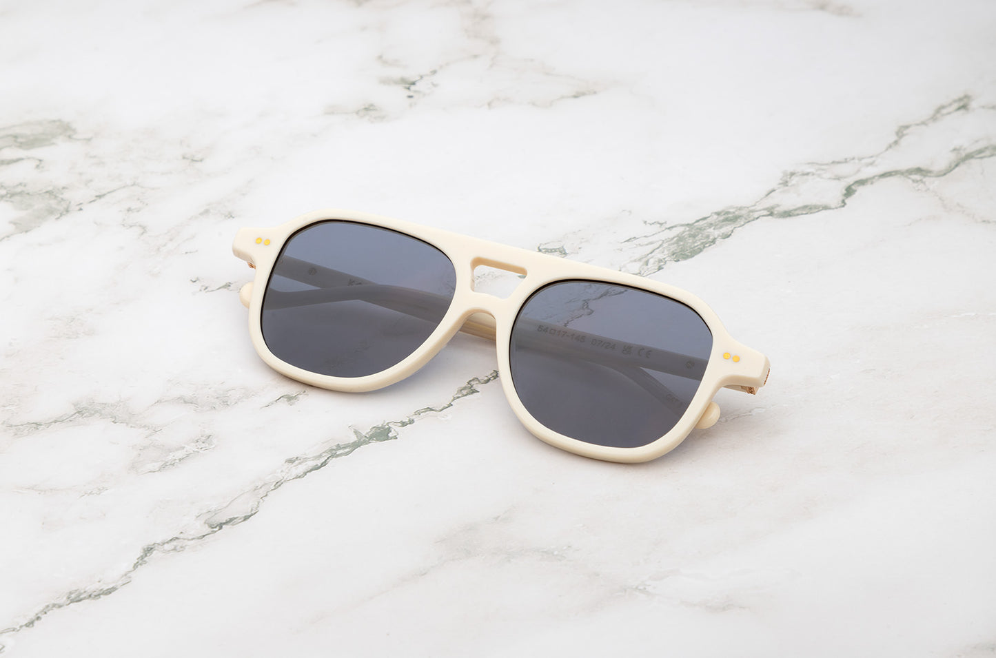 Cream aviator sunglasses for men and women by Kopajos, dark lenses