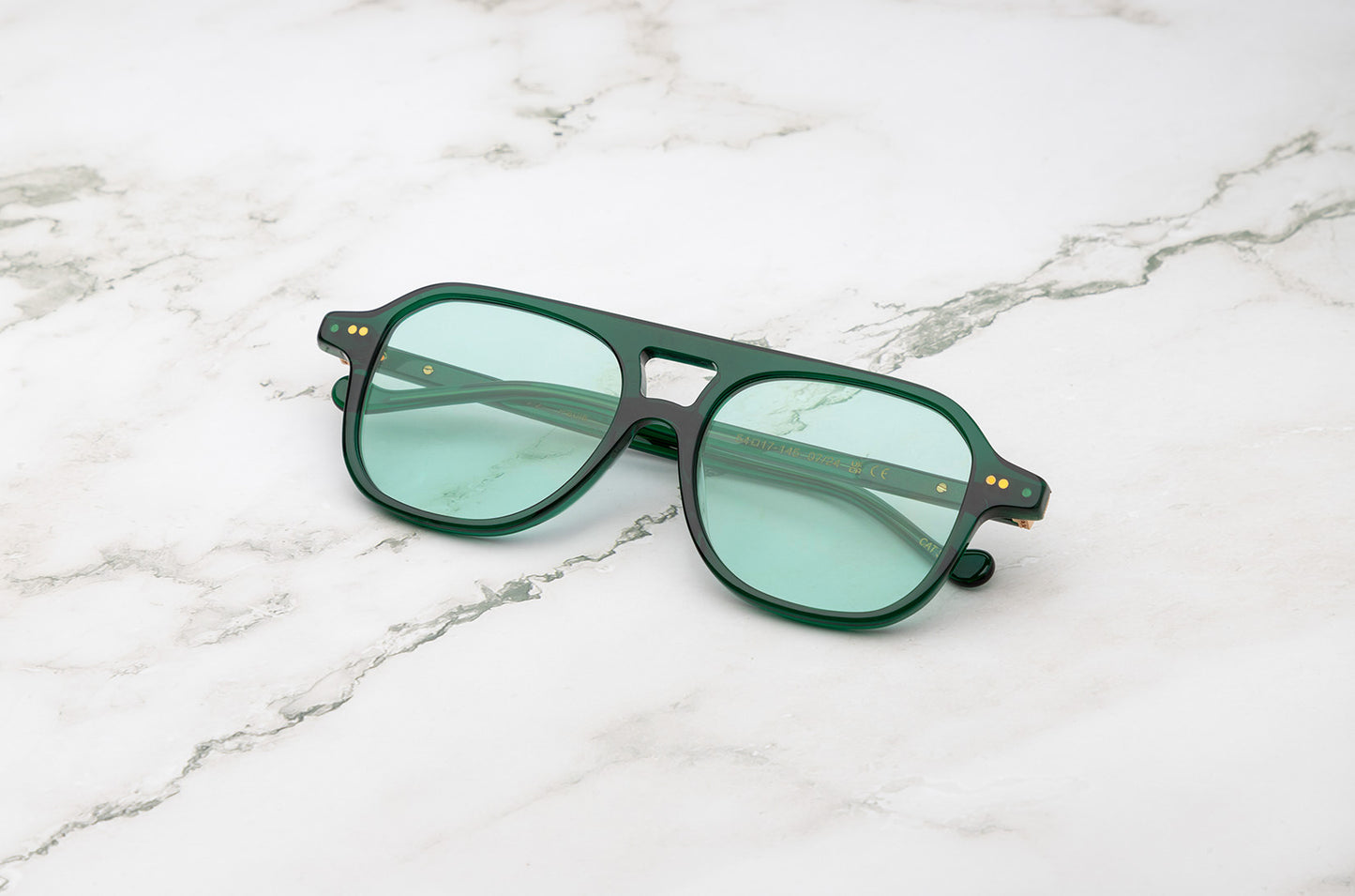 Green aviator sunglasses for women  with polarized light green lenses by Kopajos