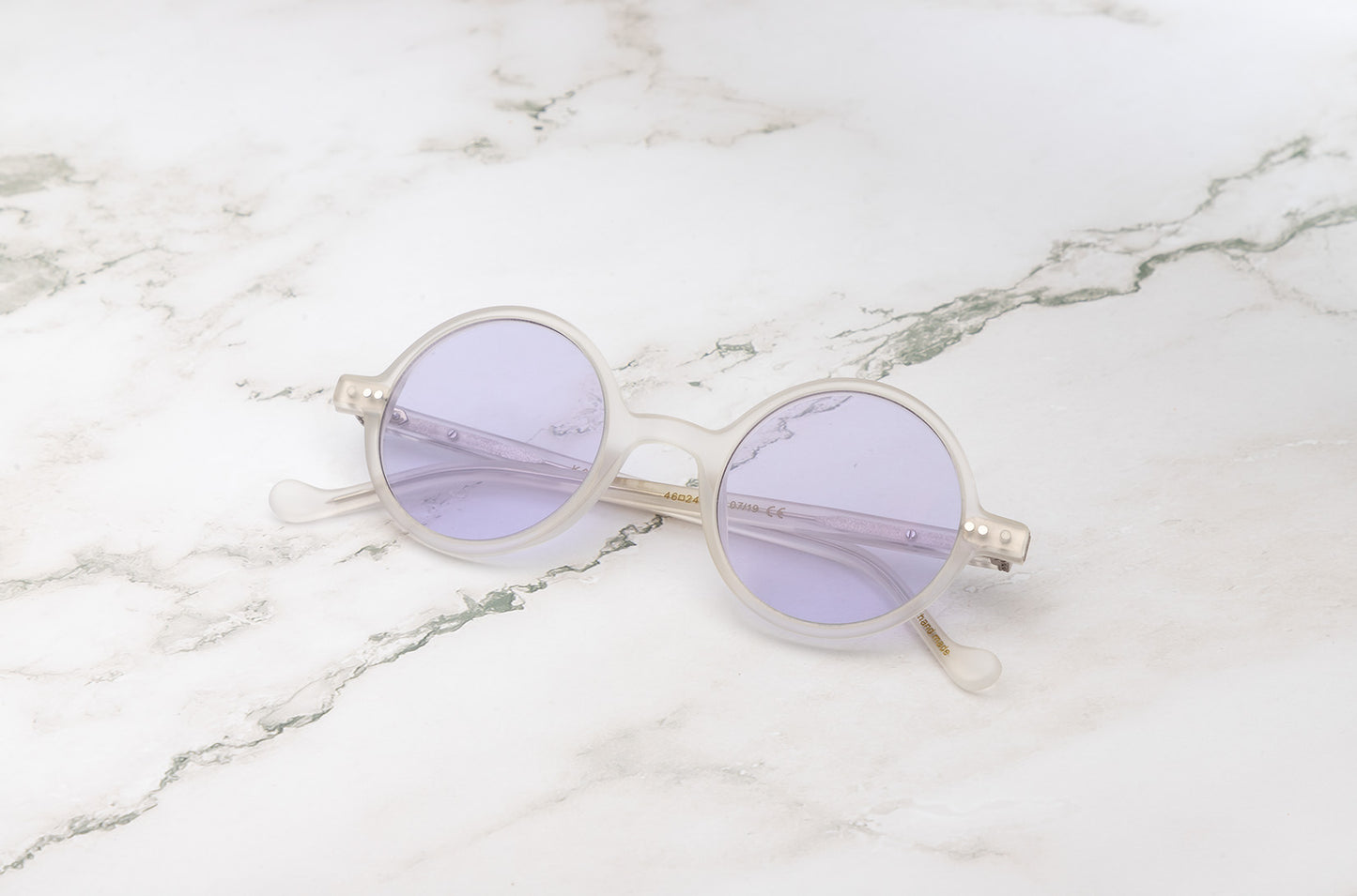 Kopajos Petra round frame sunglasses for women with violet èolarized lenses