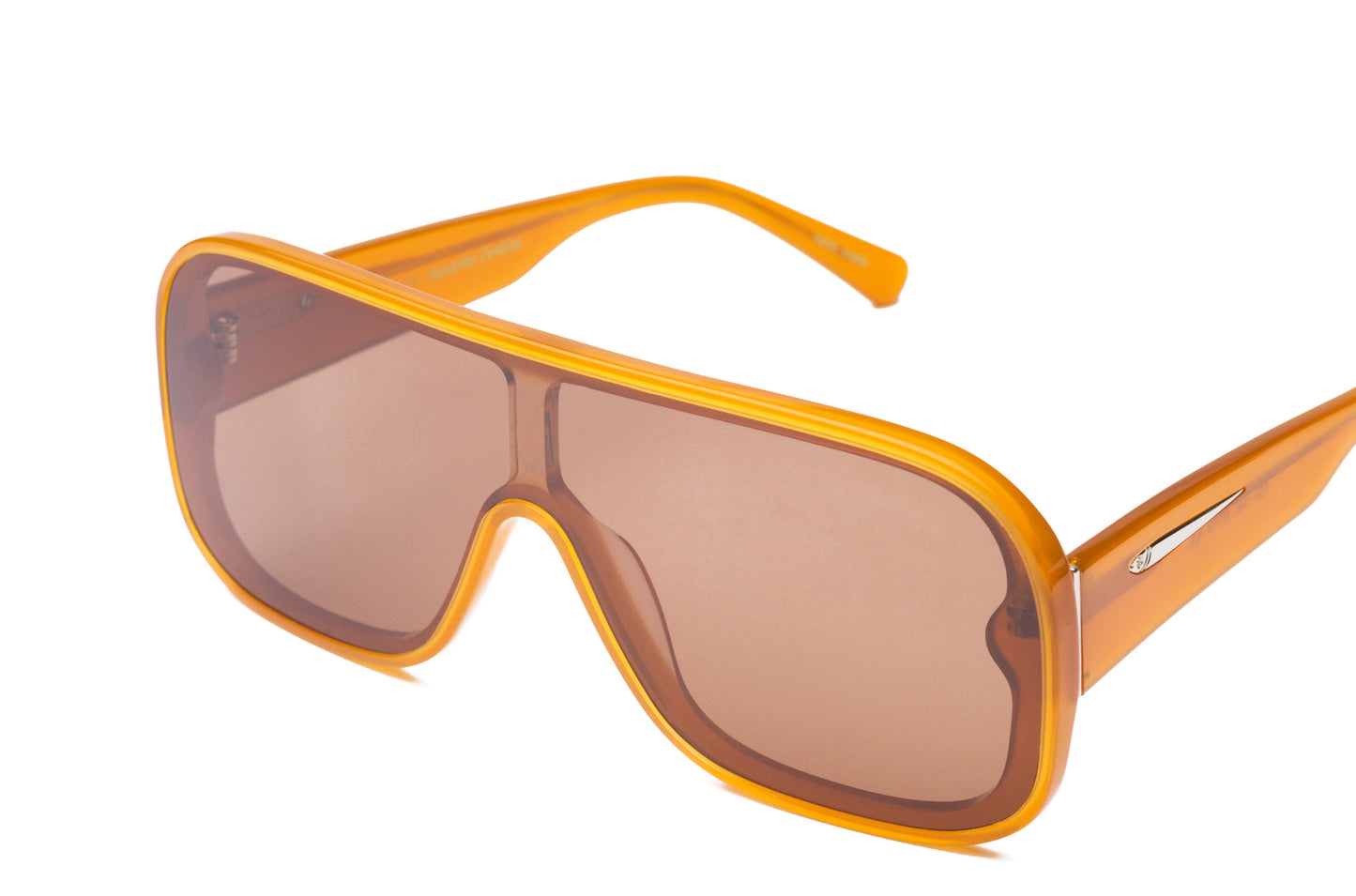 Orange mask sunglasses with polarized lenses by Kopajos, lens details