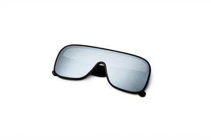 Black mask sunglasses with polarized mirror lenses for men and women by Kopajos