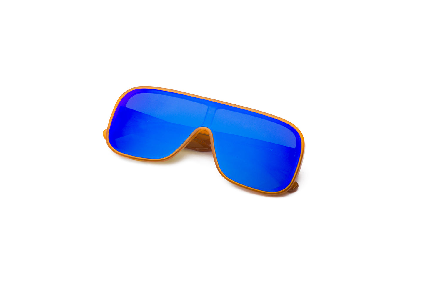 Orange mask sunglasses with blue polarized lenses for men and women by Kopajos