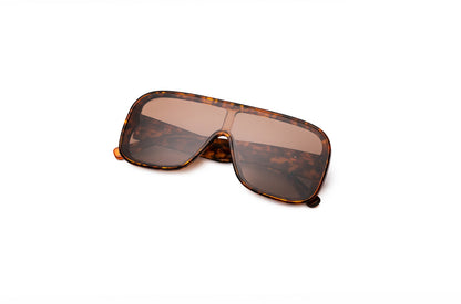 Tortoise mask sunglasses with brown polarized lenses for women by Kopajos