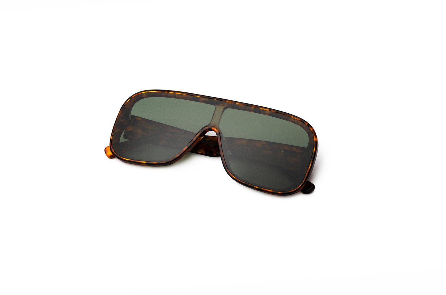 Tortoise mask sunglasses with dark green polarized lenses for women by Kopajos