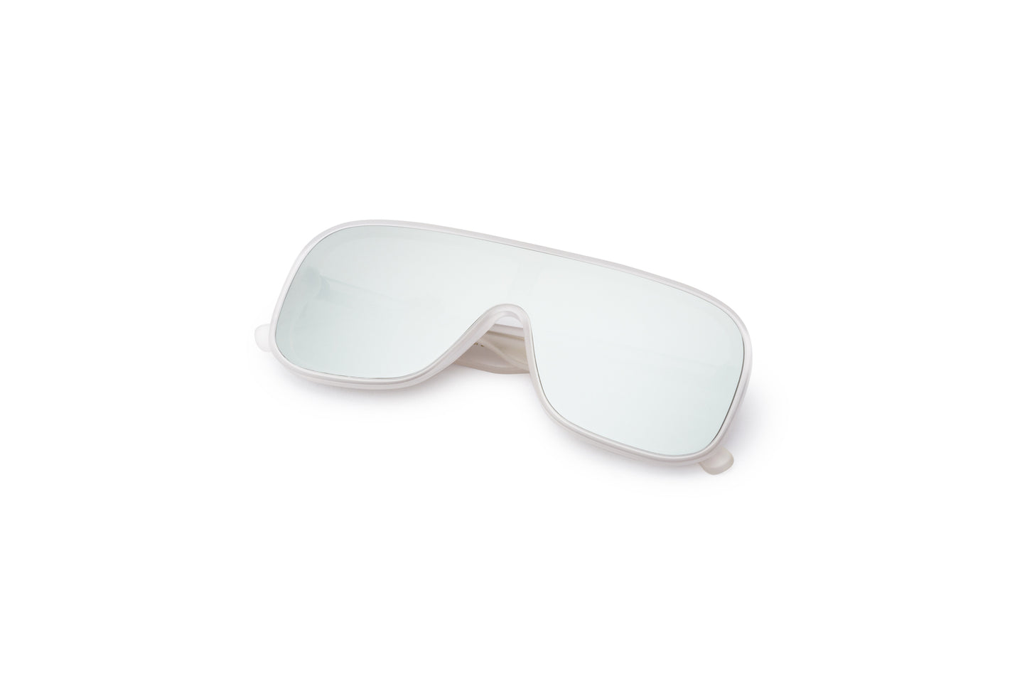 White mask sunglasses with silver mirror lenses for men and women by Kopajos