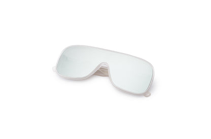 White mask sunglasses with silver mirror lenses for men and women by Kopajos