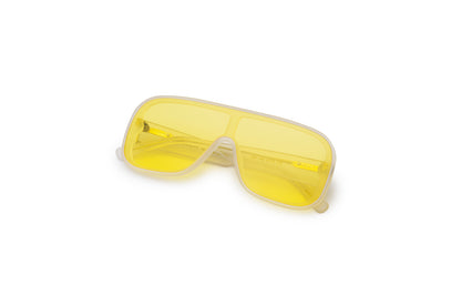 White mask sunglasses with yellow polarized lenses for men and women by Kopajos