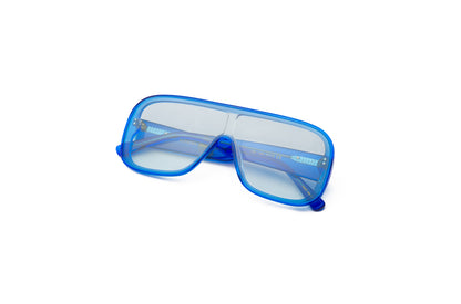 Blue mask sunglasses with transparent polarized lenses for men and women by Kopajos