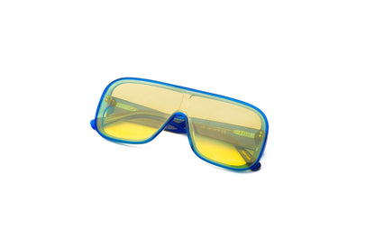 Blue mask sunglasses with yellow polarized lenses for men and women by Kopajos