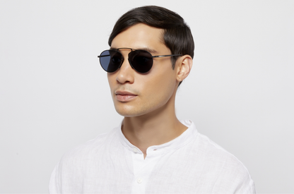 The Baron Samedi by Kopajos, aviator black sunglasses for men with polarized lenses.