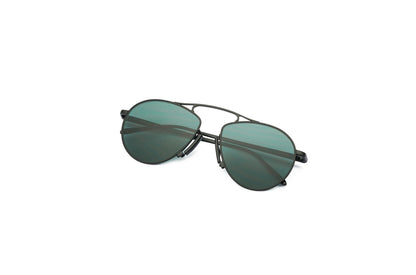 Kopajos black aviator sunglasses for men and women with green polarized lenses.