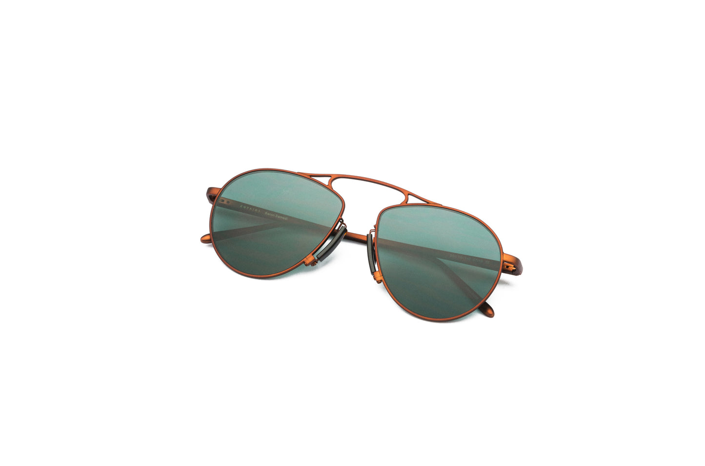 Kopajos bronze aviator sunglasses for men and women with green polarized lenses.