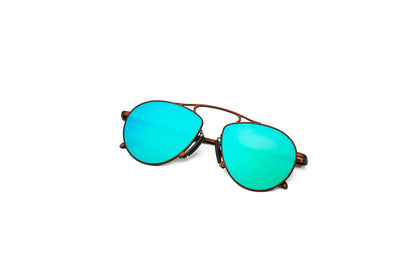 Kopajos bronze aviator sunglasses for men and women with mirror polarized lenses.
