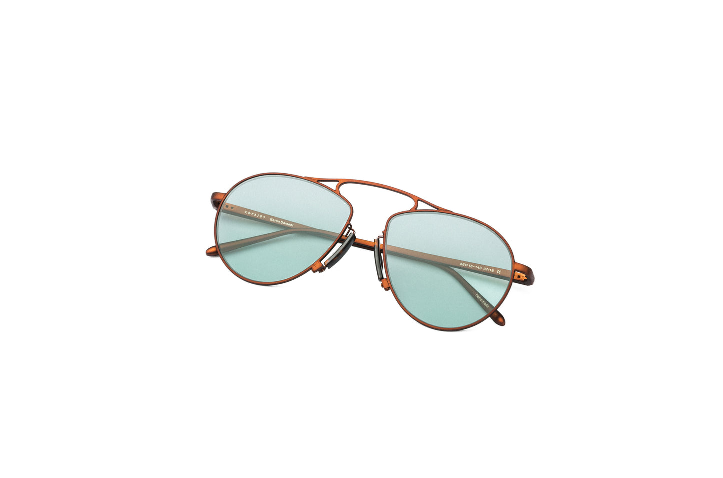 Kopajos bronzeaviator sunglasses for men and women with green polarized lenses.