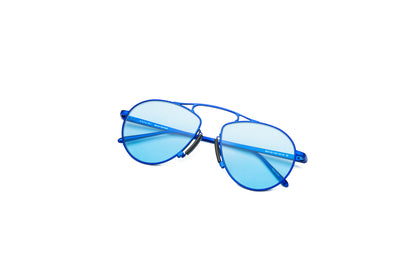 Kopajos blue aviator sunglasses for men and women with polarized light blue lenses.