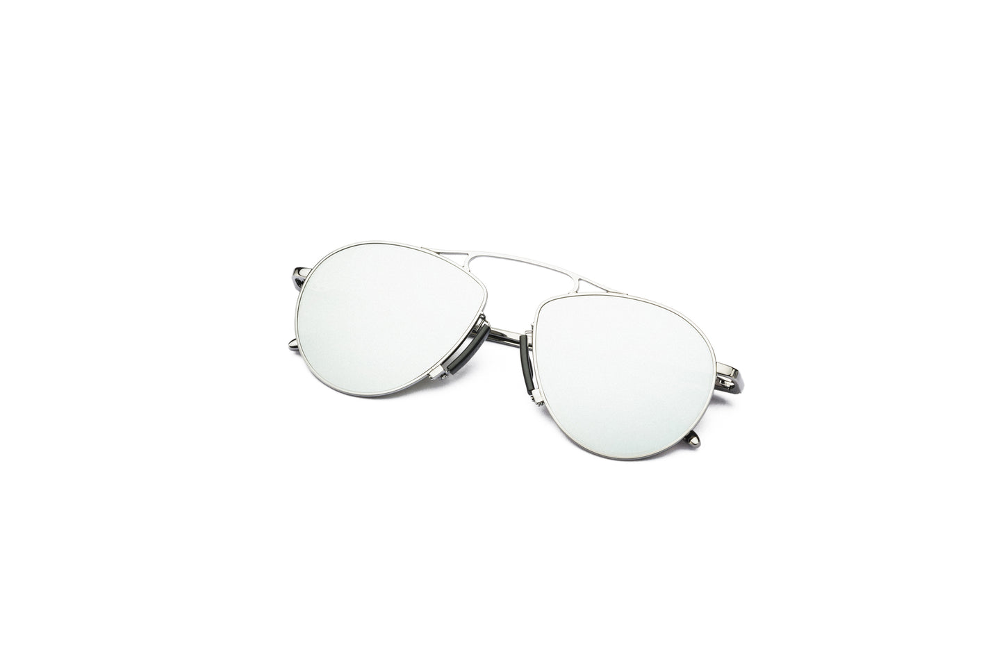 Baron Samedi silver aviator sunglasses for men and women with mirrored polarized lenses.