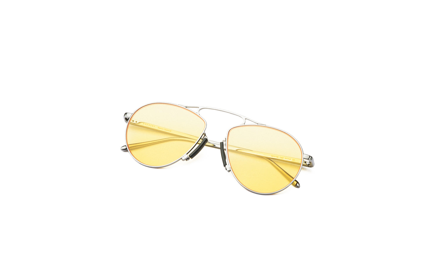 Baron Samedi silver aviator sunglasses for men and women with yellow polarized lenses.