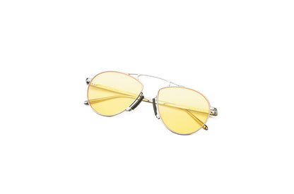 Baron Samedi silver aviator sunglasses for men and women with yellow polarized lenses.