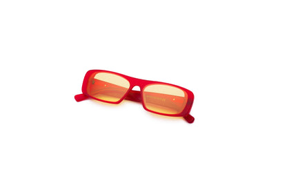Red mask sunglasses by kopajos for men and women with yellow polarized lenses