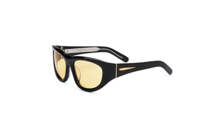 Gogol by Kopajos: mask sunglasses for men and women with black frame and yellow polarized lenses.