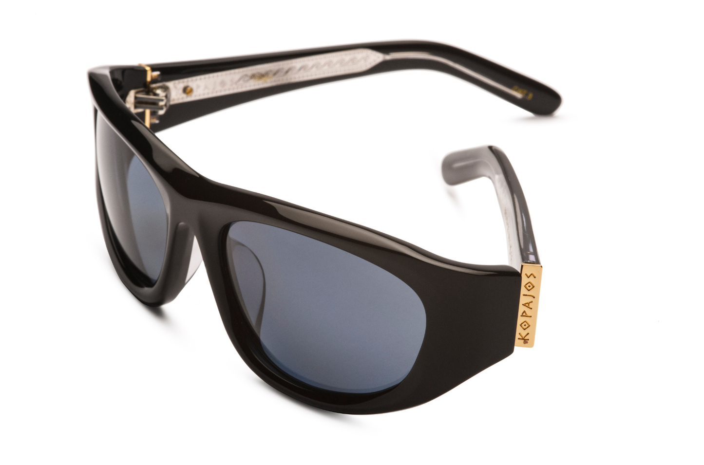 Side view of Gogol mask sunglasses by Kopayos with one temple folded.