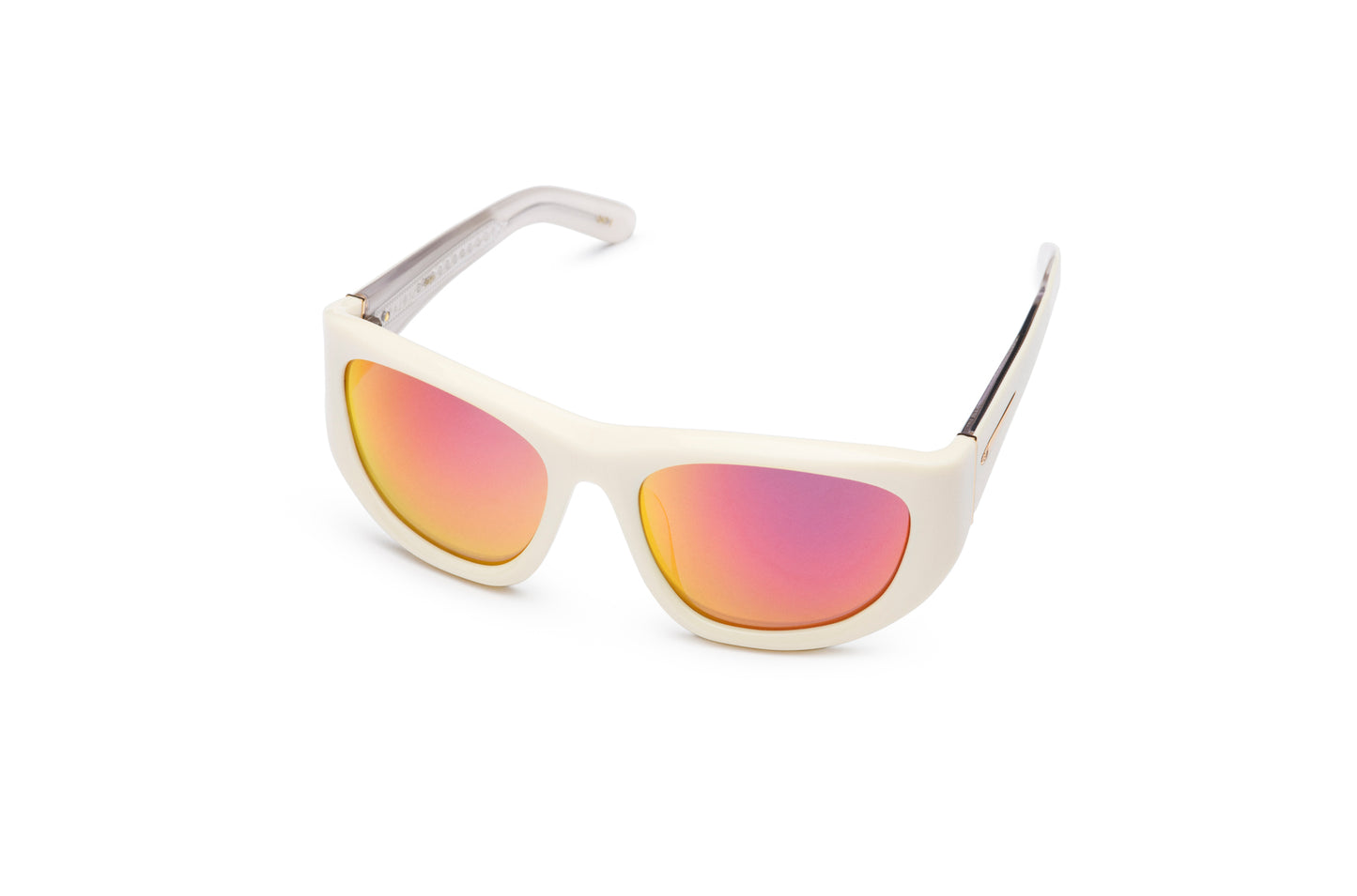 Gogol by Kopajos: mask sunglasses for men and women with white frame and colorful polarized lenses.