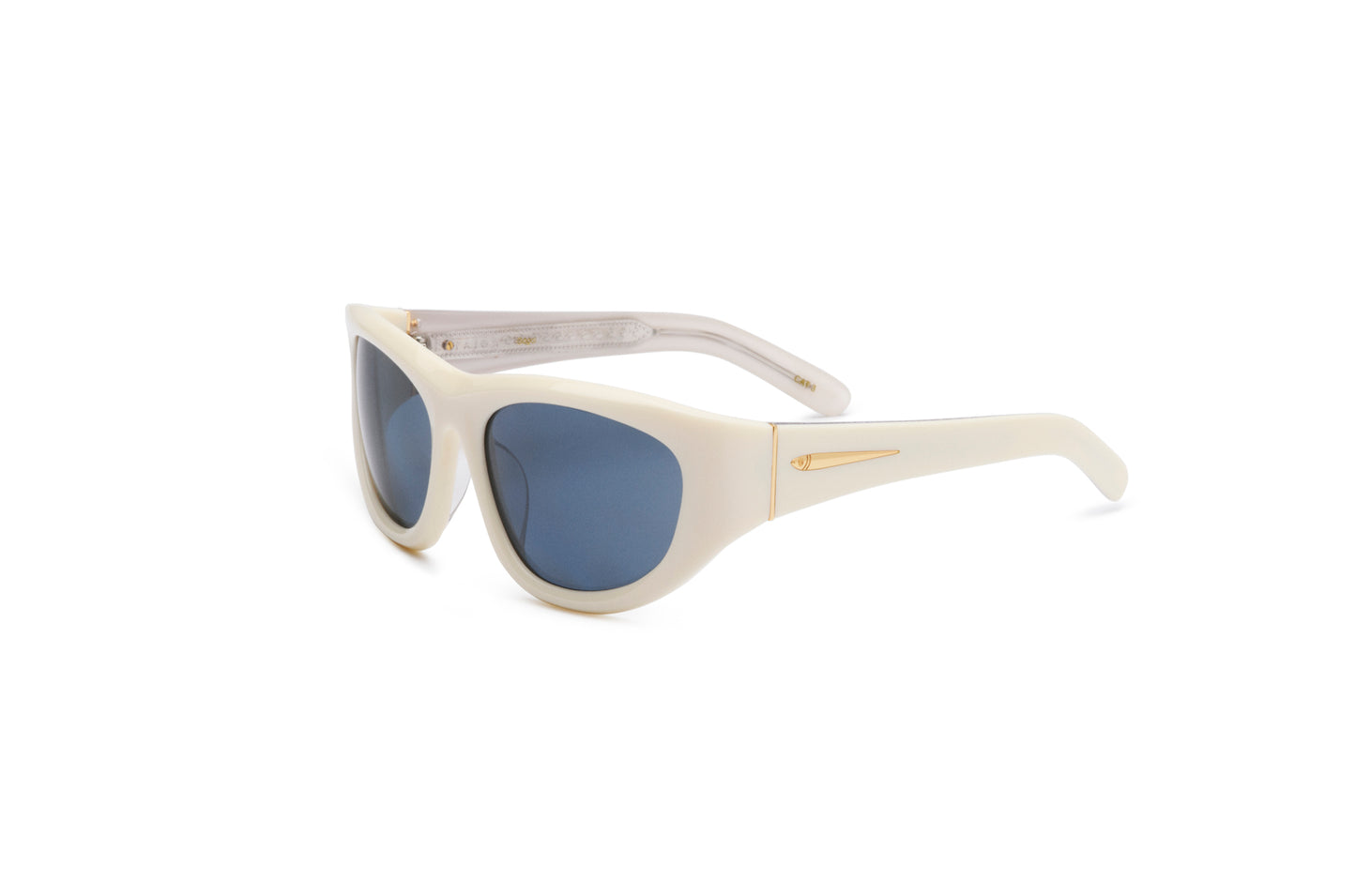Gogol by Kopajos: mask sunglasses for men and women with white frame and dark blue polarized lenses.