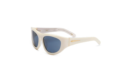 Gogol by Kopajos: mask sunglasses for men and women with white frame and dark blue polarized lenses.