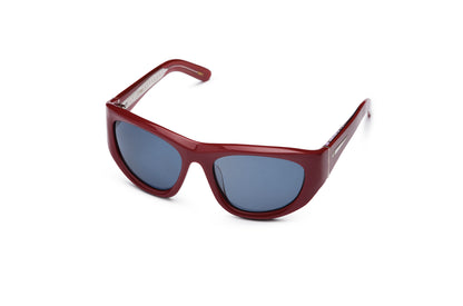 Gogol by Kopajos: mask sunglasses for men and women with burgundy frame and dark polarized lenses.