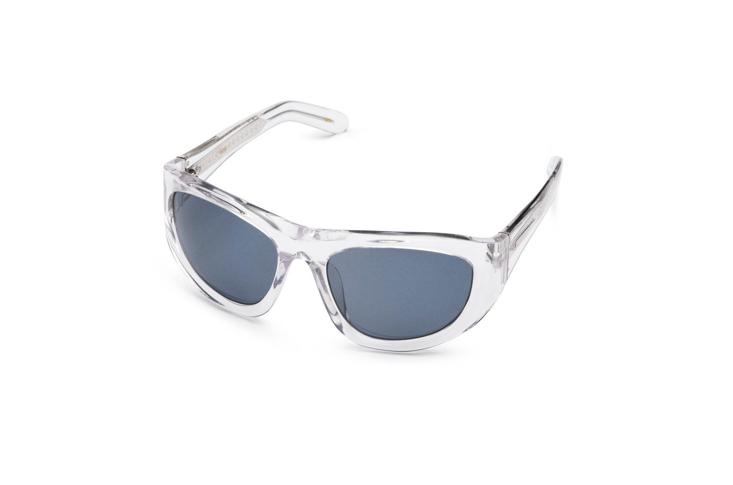 Gogol by Kopajos: mask sunglasses for men and women with transparent frame and dark polarized lenses.