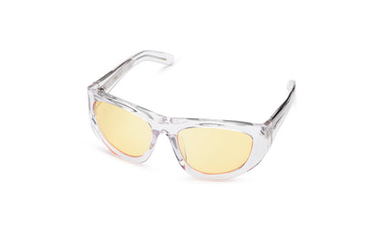Gogol by Kopajos: mask sunglasses for men and women with transparent frame and yellow polarized lenses.