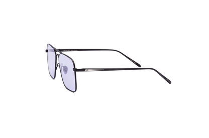 Hector Gonzales aviator sunglasses with black frame and light purple polarized lenses, shown from the side.
