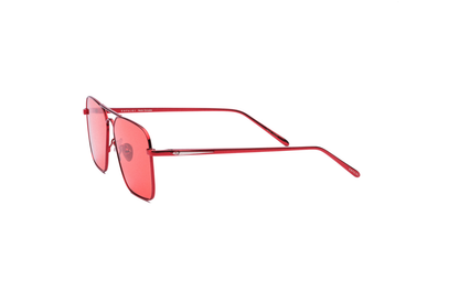 Hector Gonzales aviator sunglasses by Kopajos with red frame and red polarized lenses, shown from the side.