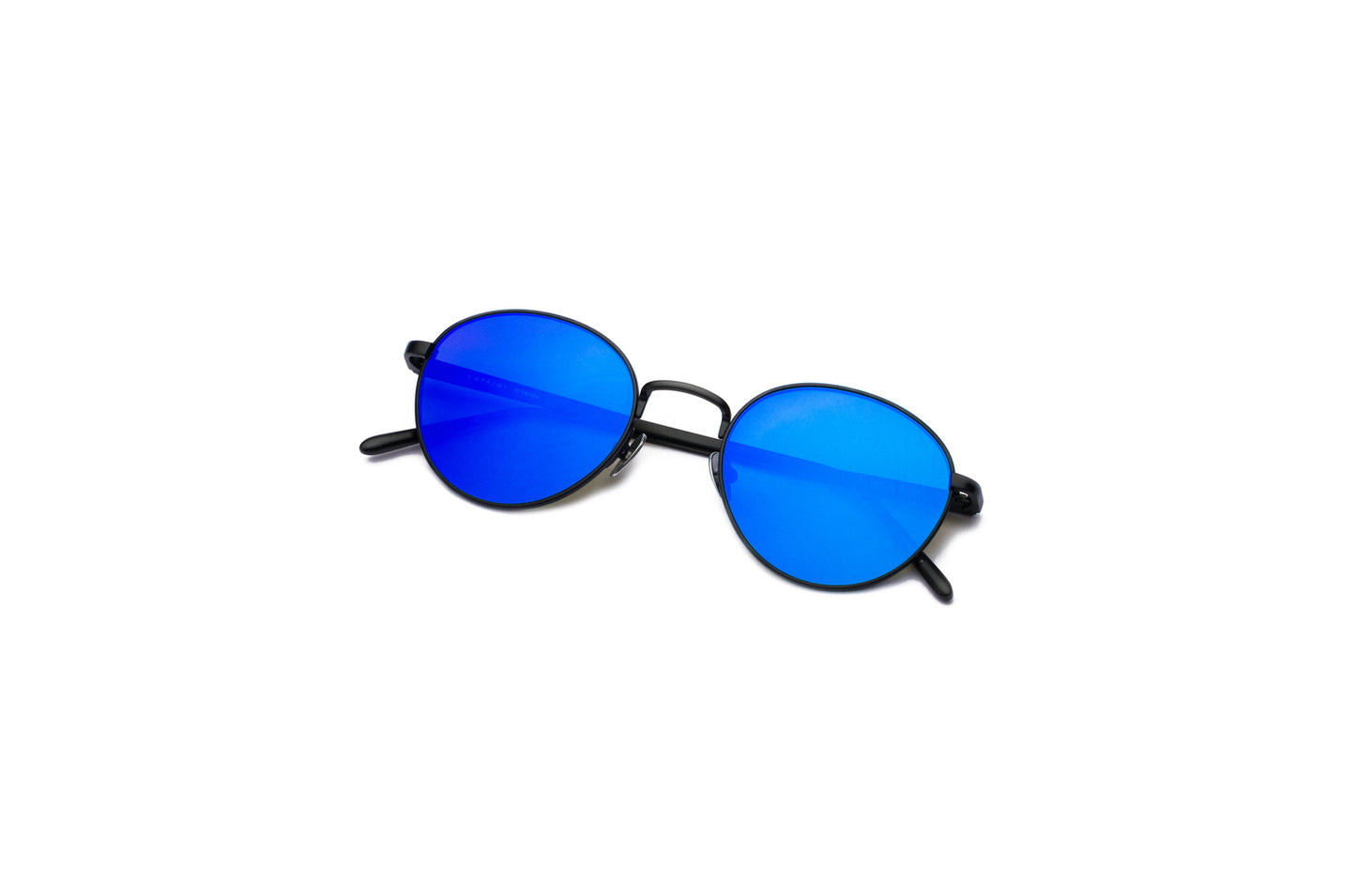 Black round sunglasses for women and men with polarized blue lenses by Kopajos