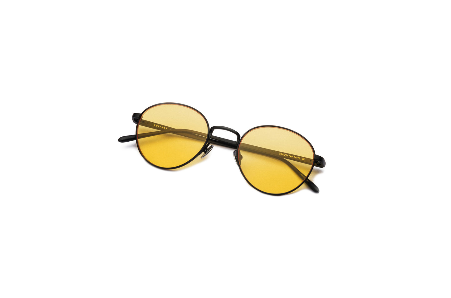 Black round sunglasses for women and men with polarized yellow lenses by Kopajos