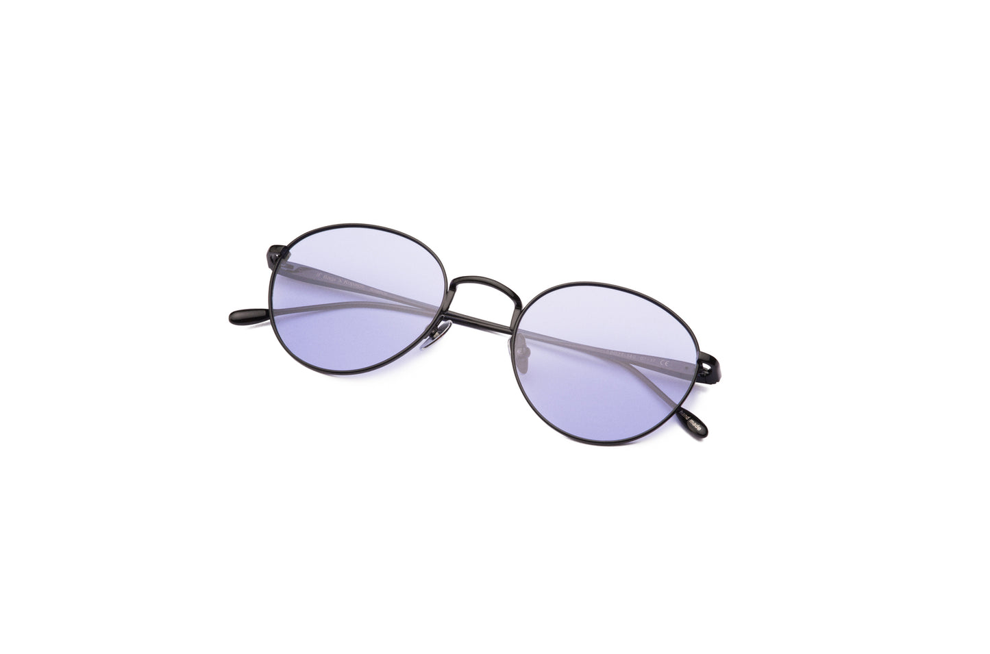 Black round sunglasses for women with polarized violet lenses by Kopajos