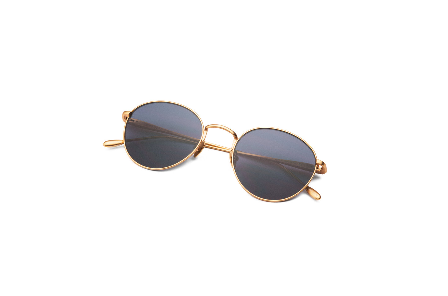 Gold round sunglasses for women and men with polarized black lenses by Kopajos